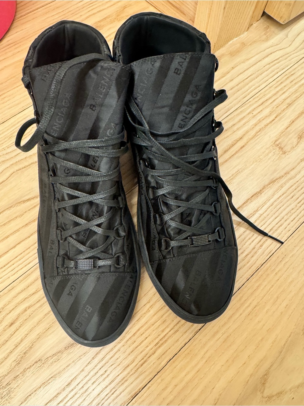 Balenciaga Black High-Top Logo-Striped Sneakers